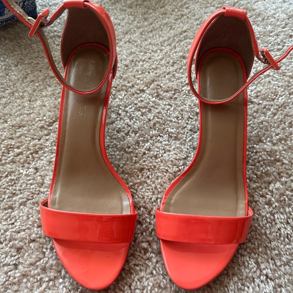 Talbots Coral Patent Leather Ankle Strap Sandals